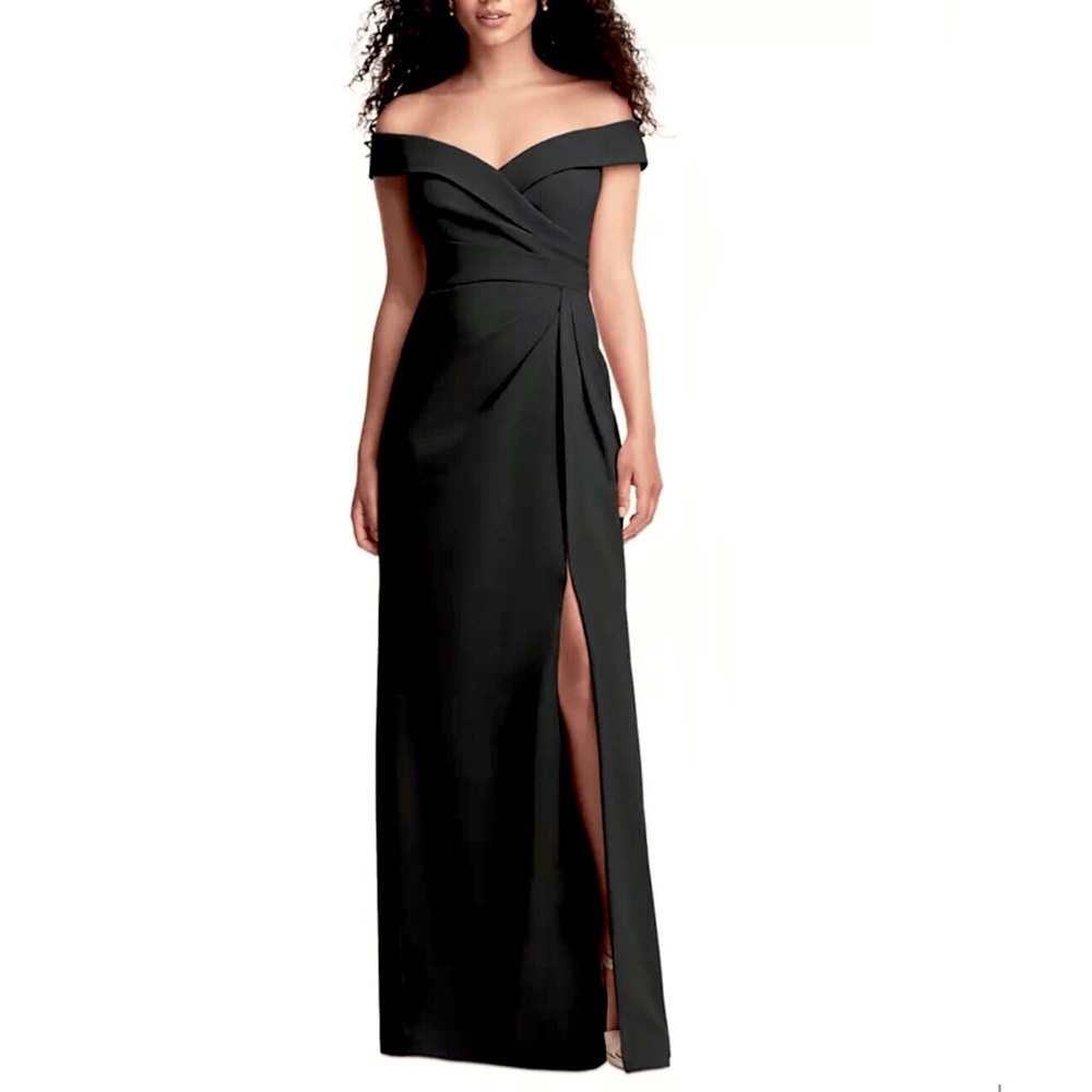 AFTER SIX Cocktail Gown Black Pleated Bodice Off The Shoulder Dress Size 10